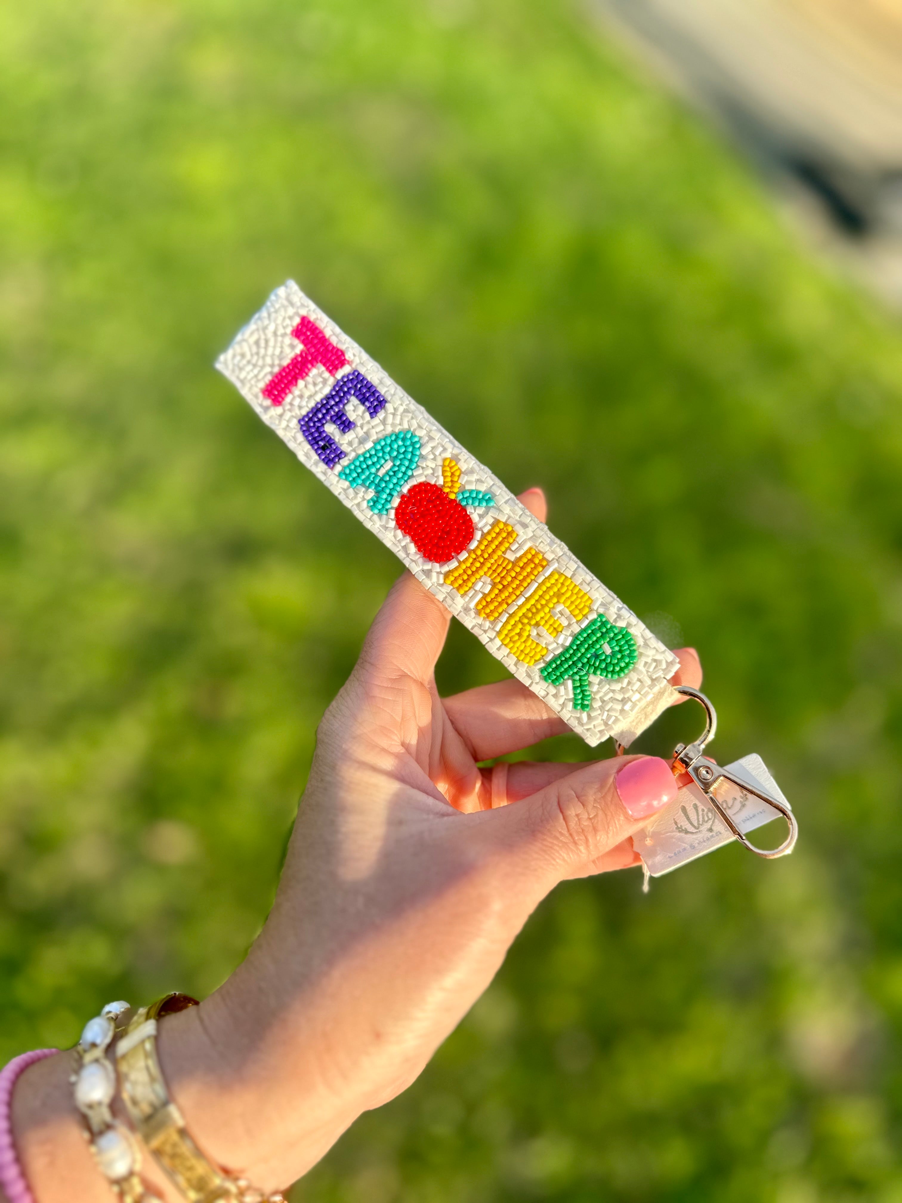 Teacher Beaded Keychain
