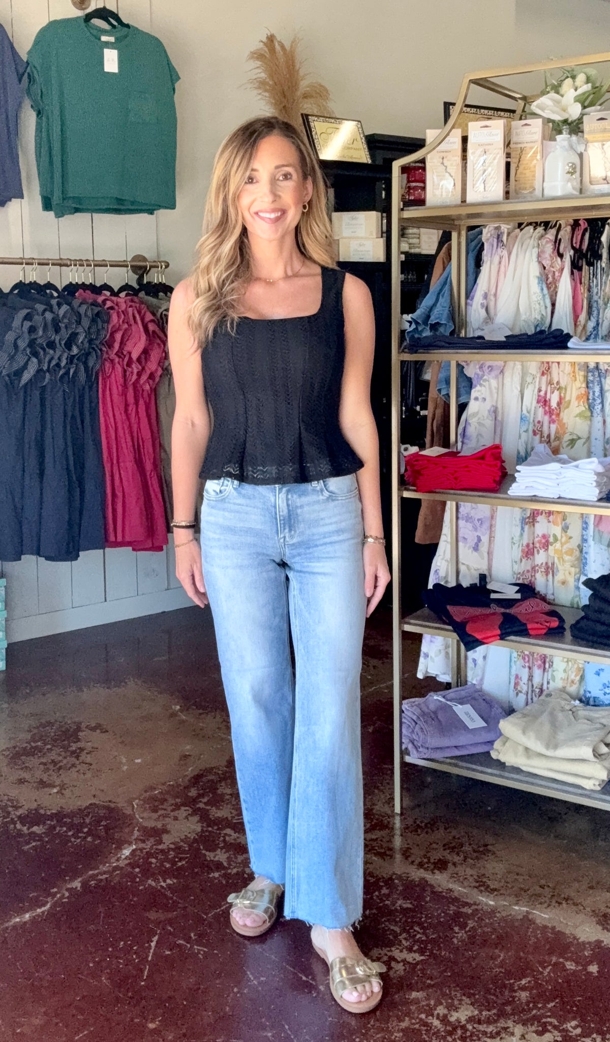 The Risen Mid Rise Crop Straight Denim Jeans