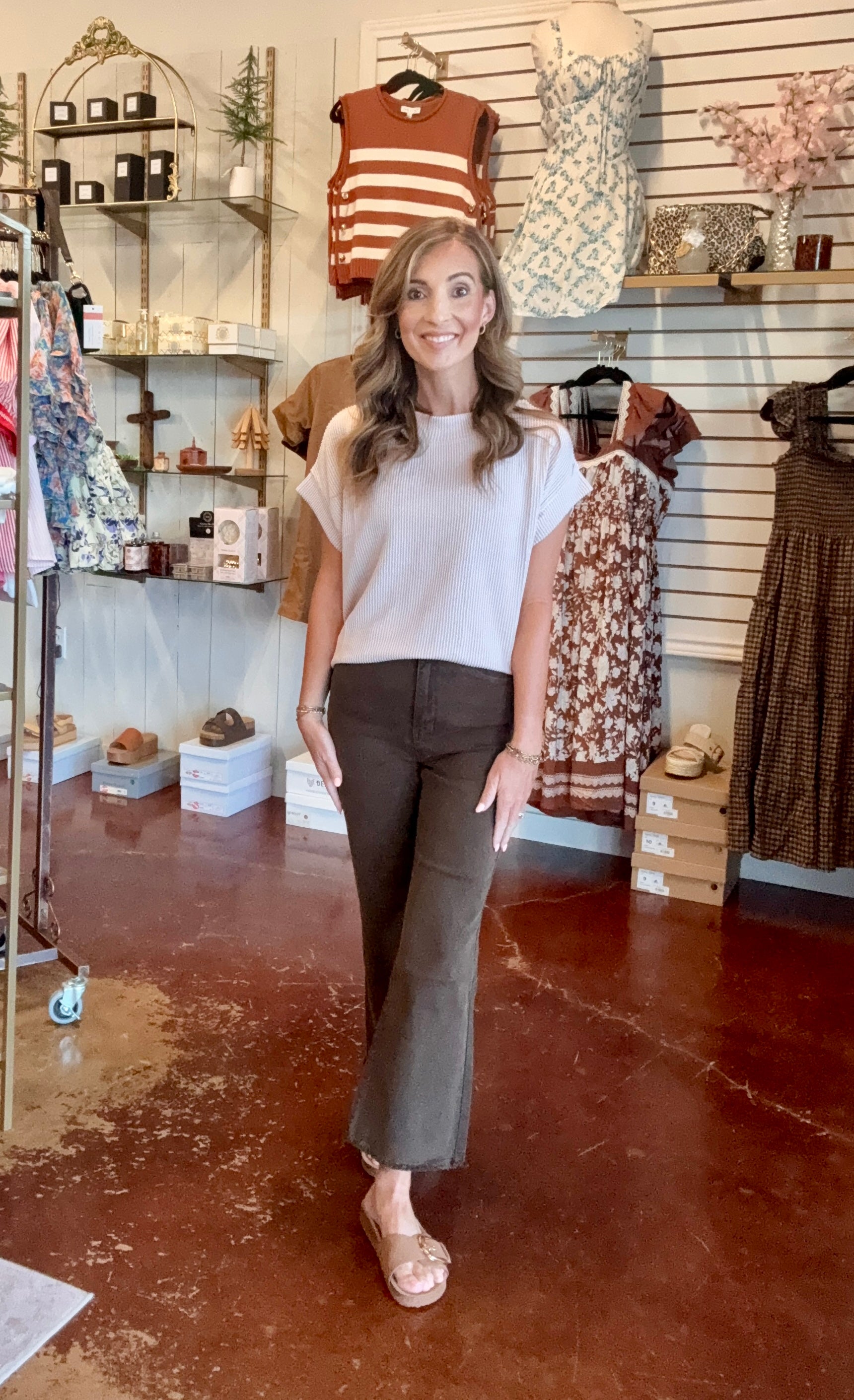The Espresso High Waisted Frayed Hem Bootcut Pants