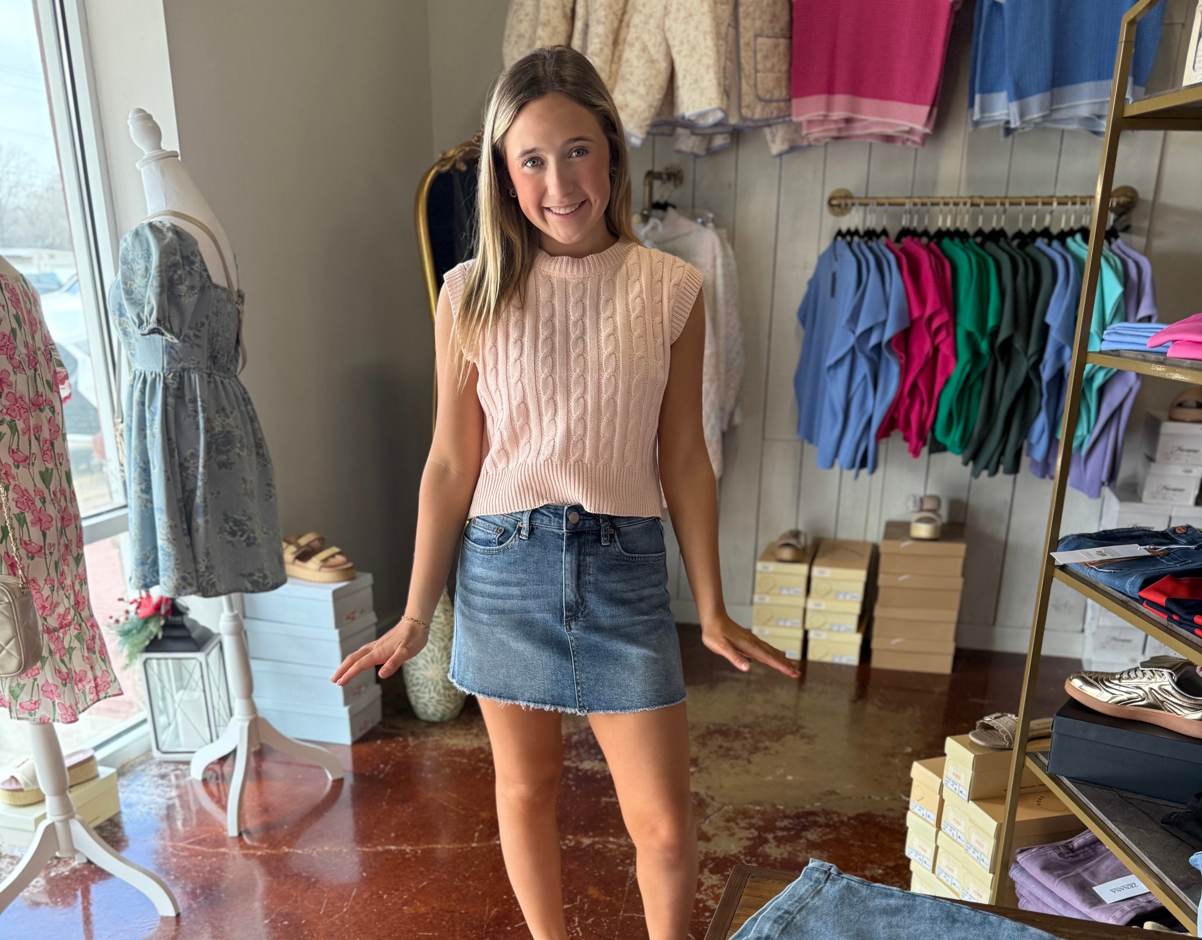 The Mica Denim Skirt with Raw Hem