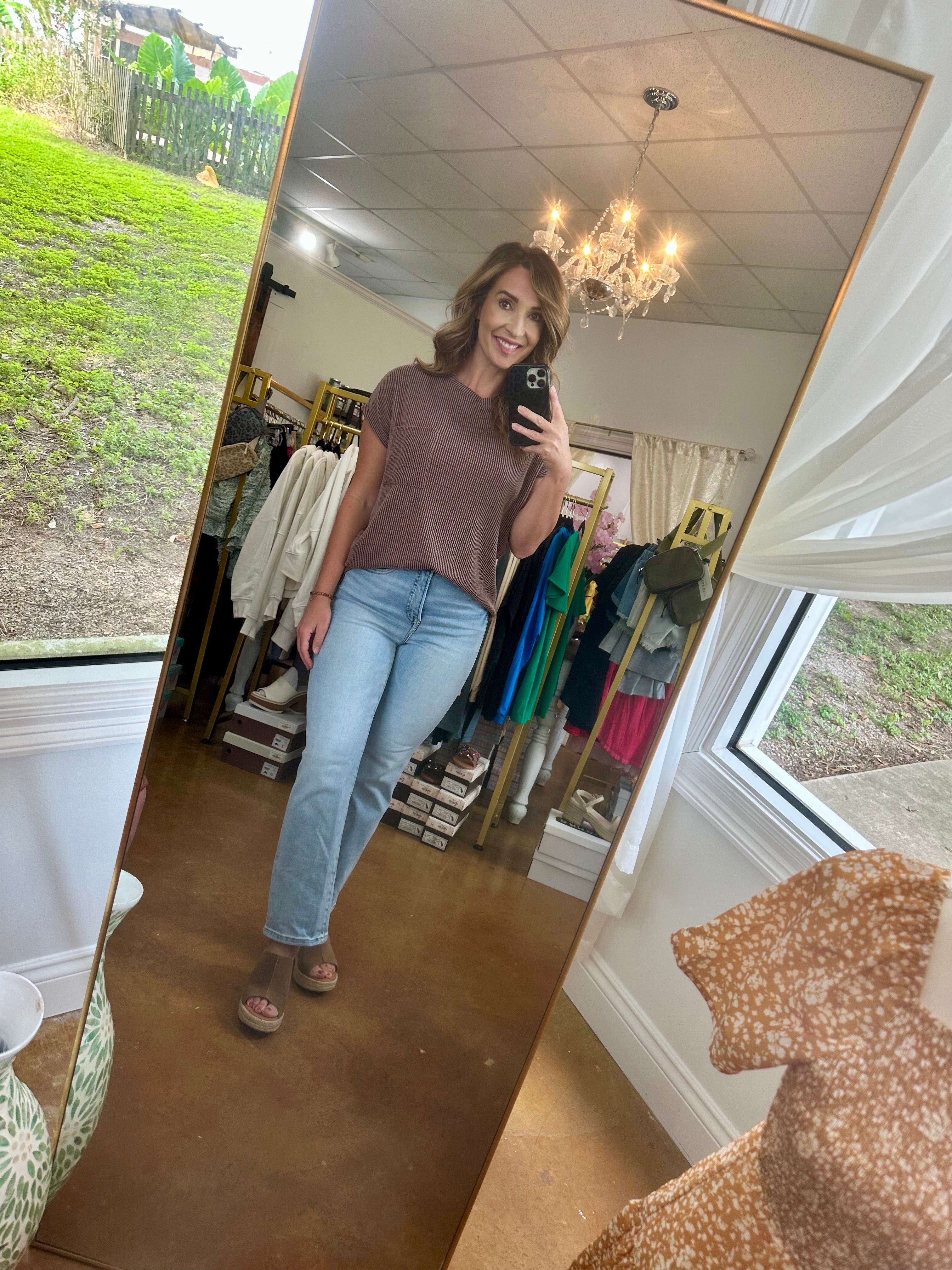 The Zada High Rise Ankle Flare Denim