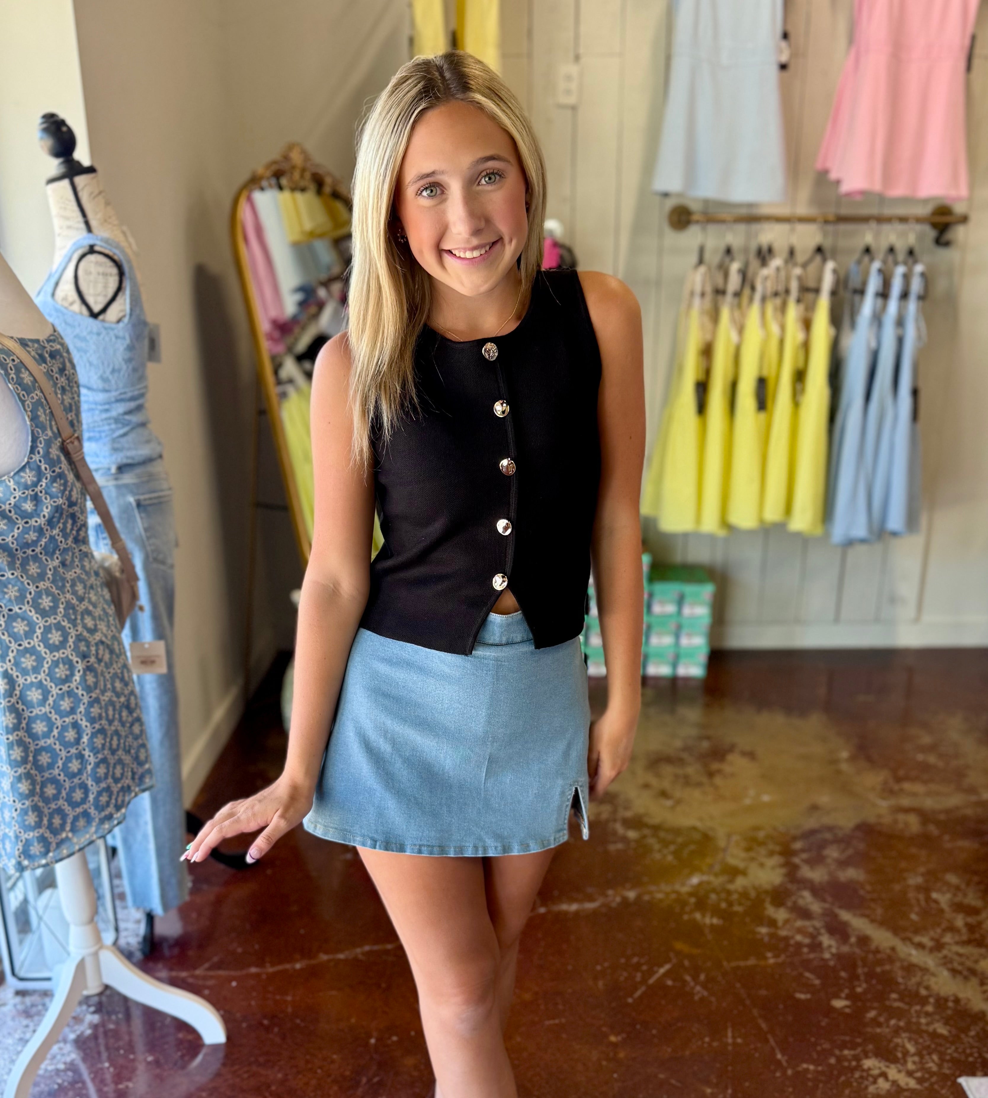 The Black Button Down Sweater Top