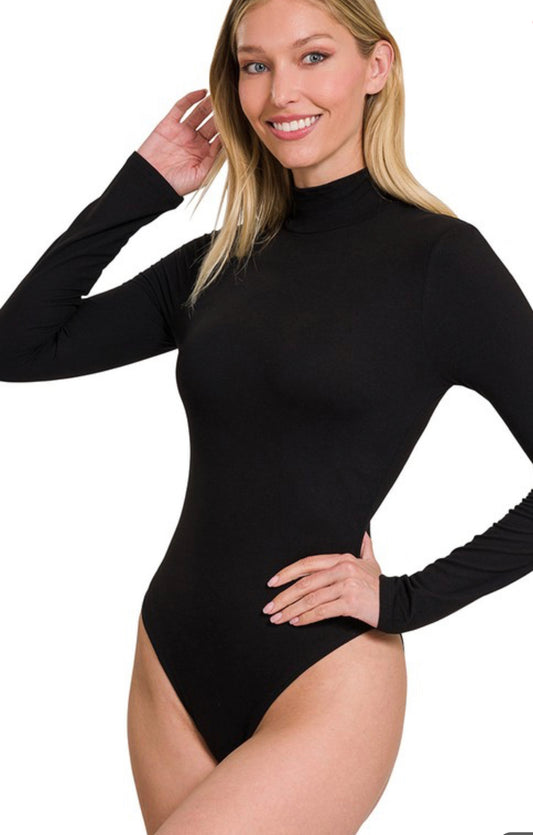 Black Mock Neck Bodysuit