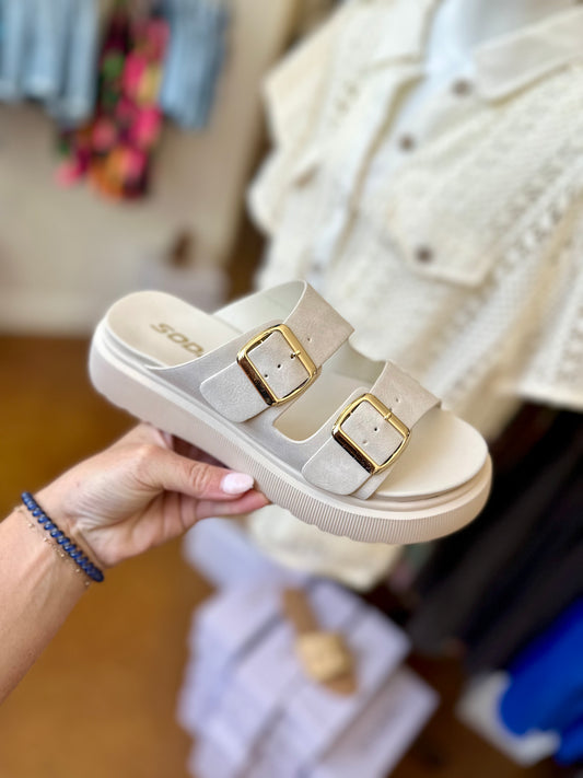 The Beige Platform Slides