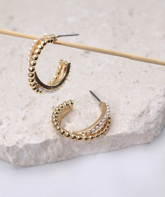 Interwine Pearl Hoop Earrings