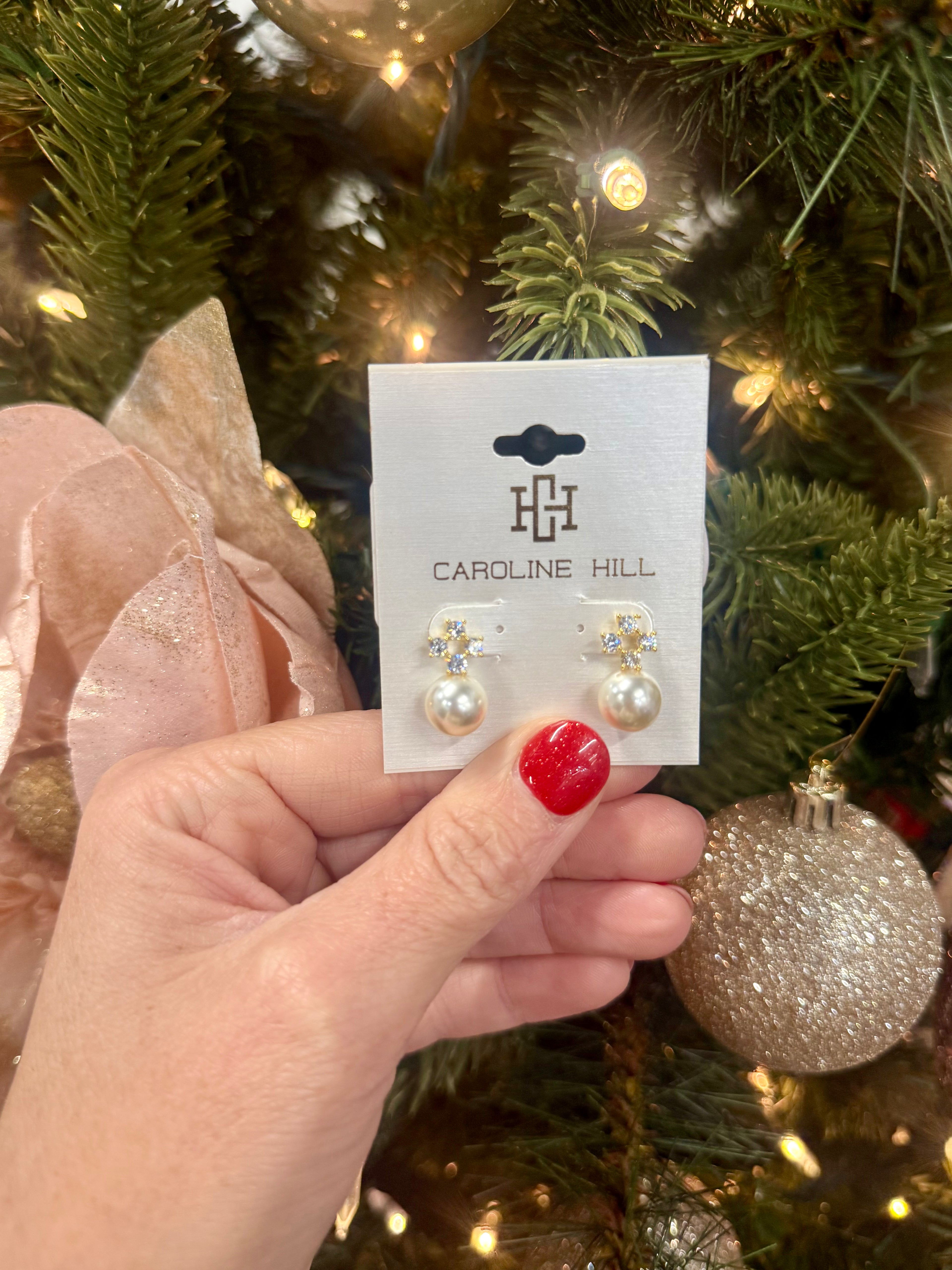 Caroline Hill Claire Pearl Earring Gold