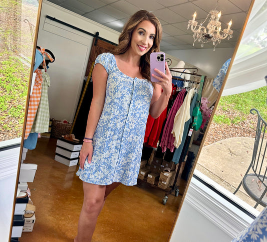 The Chambray Floral Mini Dress