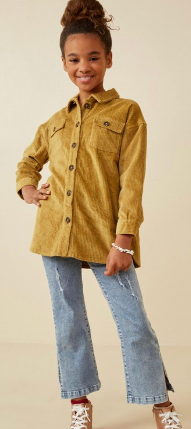 Our Tween Camel Shacket