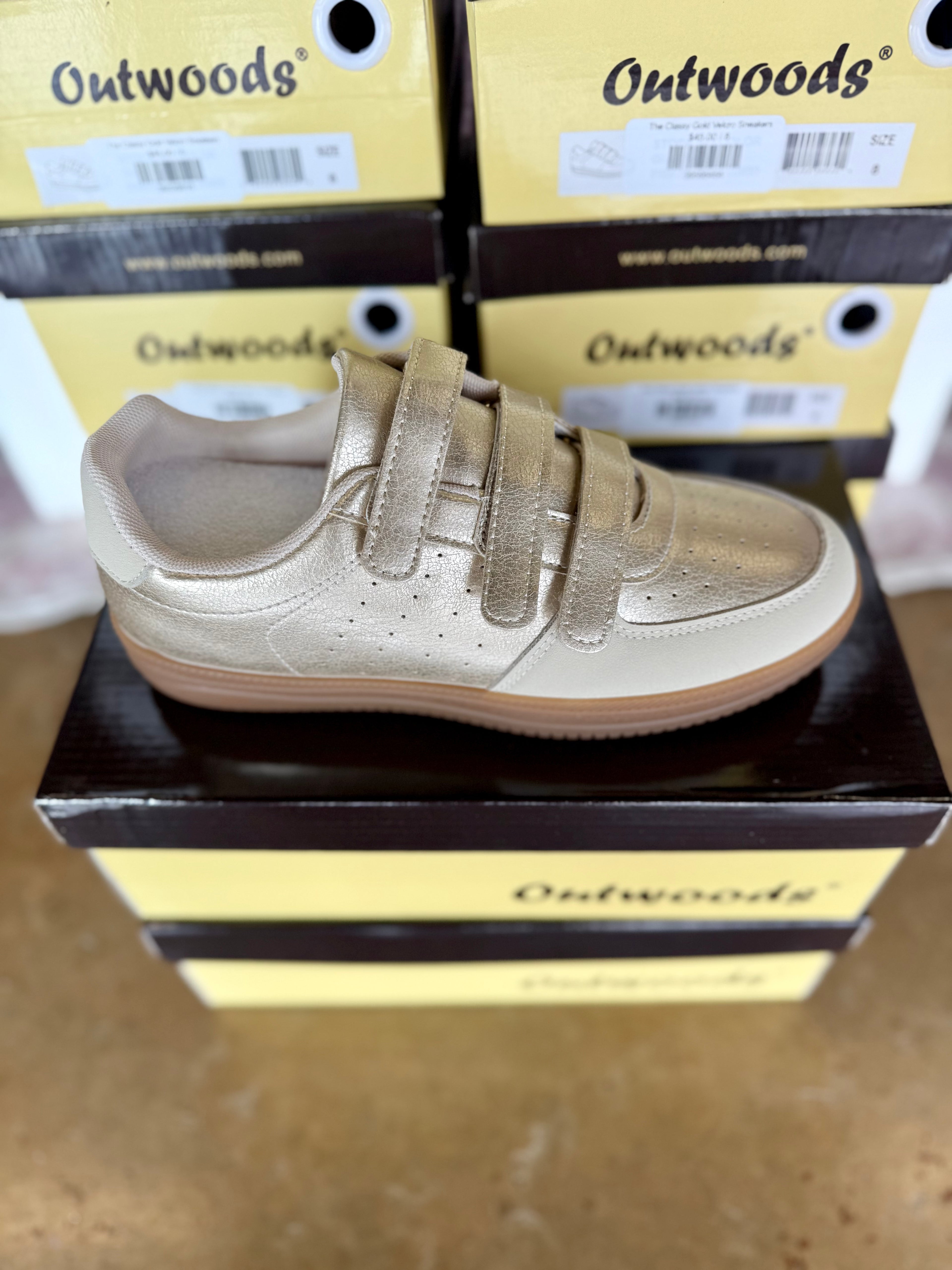 The Classy Gold Velcro Sneakers