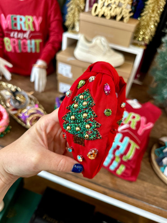 Red Christmas Tree Headband