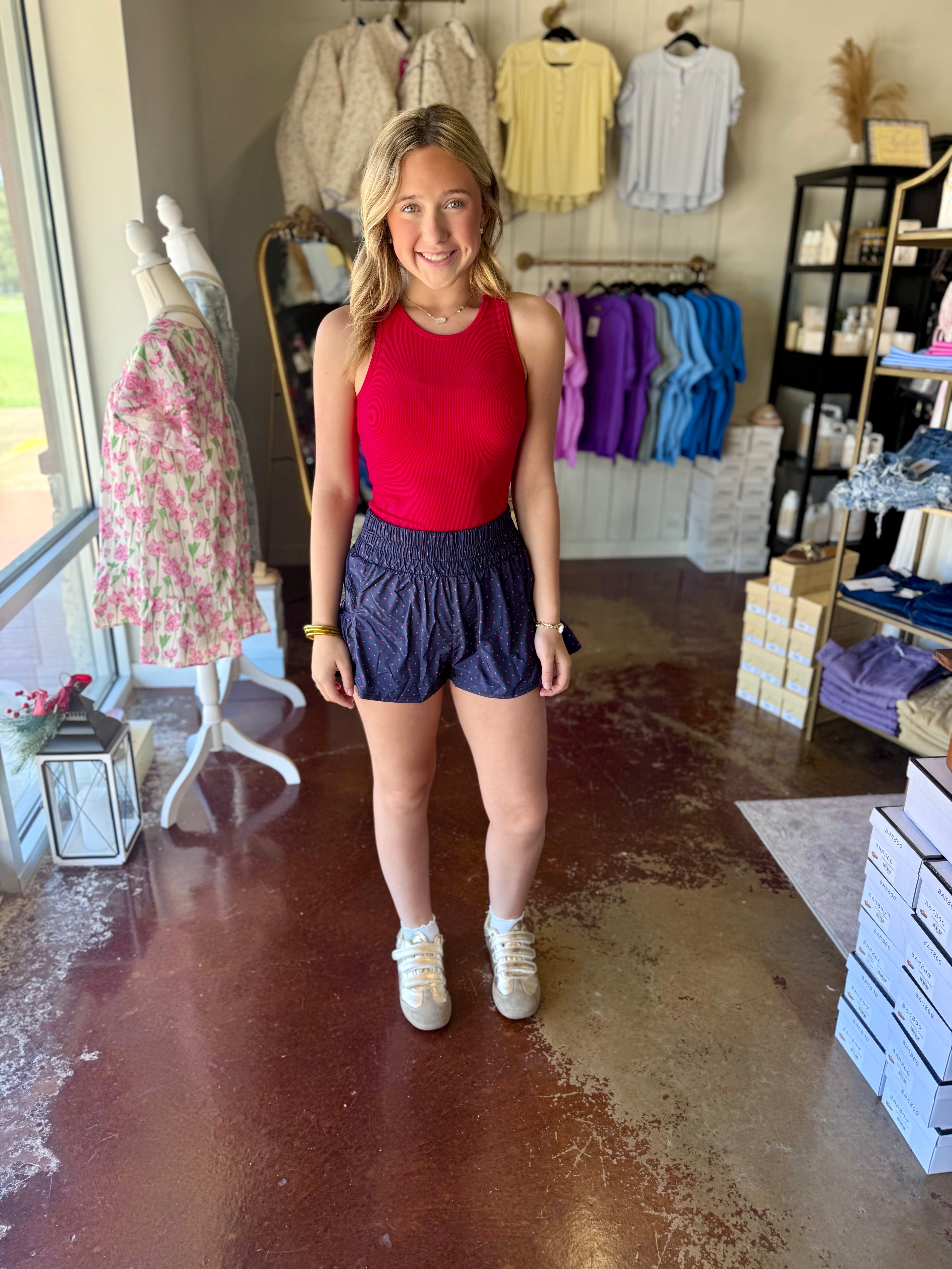 The Navy Polka Dot Athletic Shorts