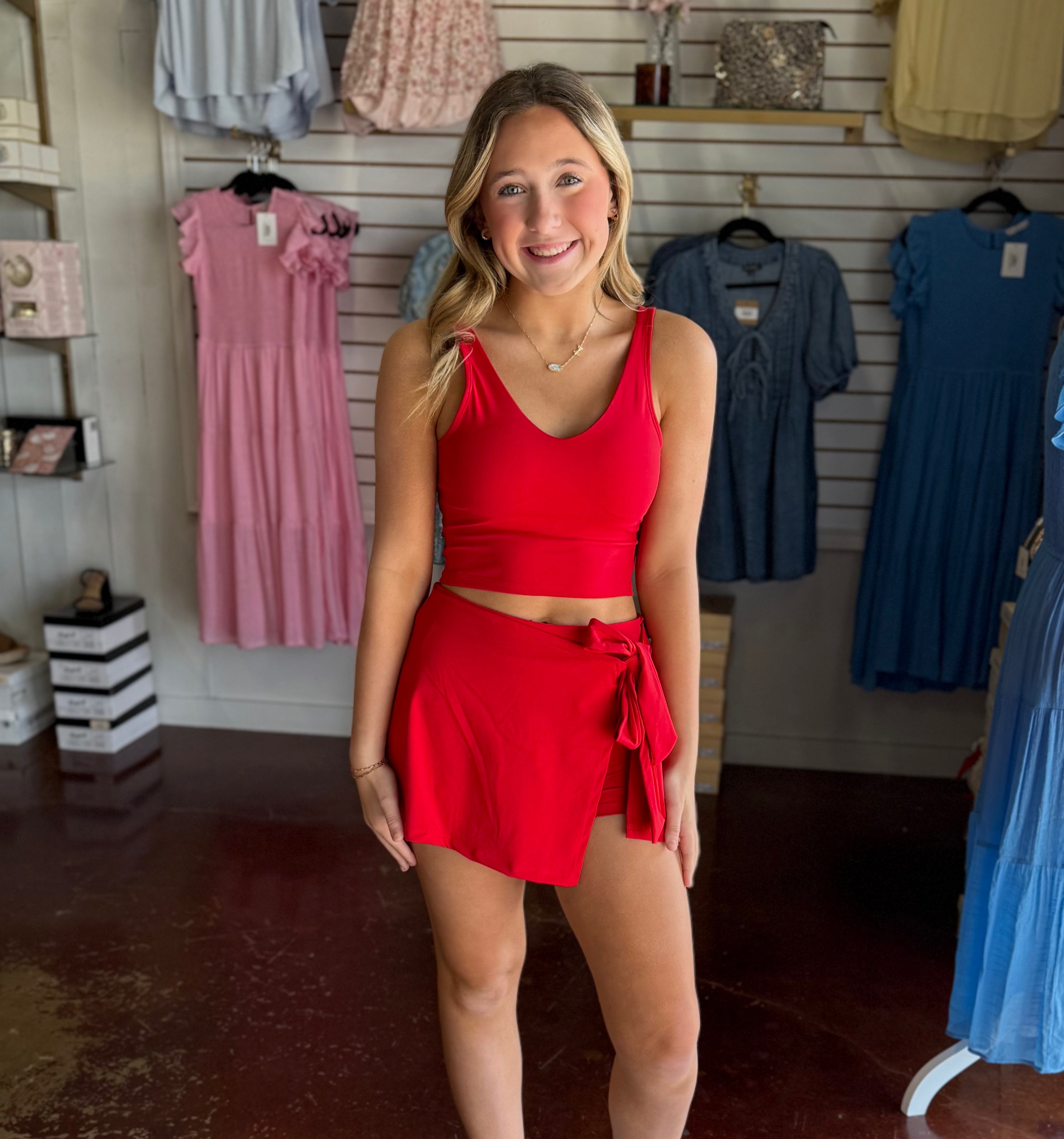 The Red Align Cropped Tank