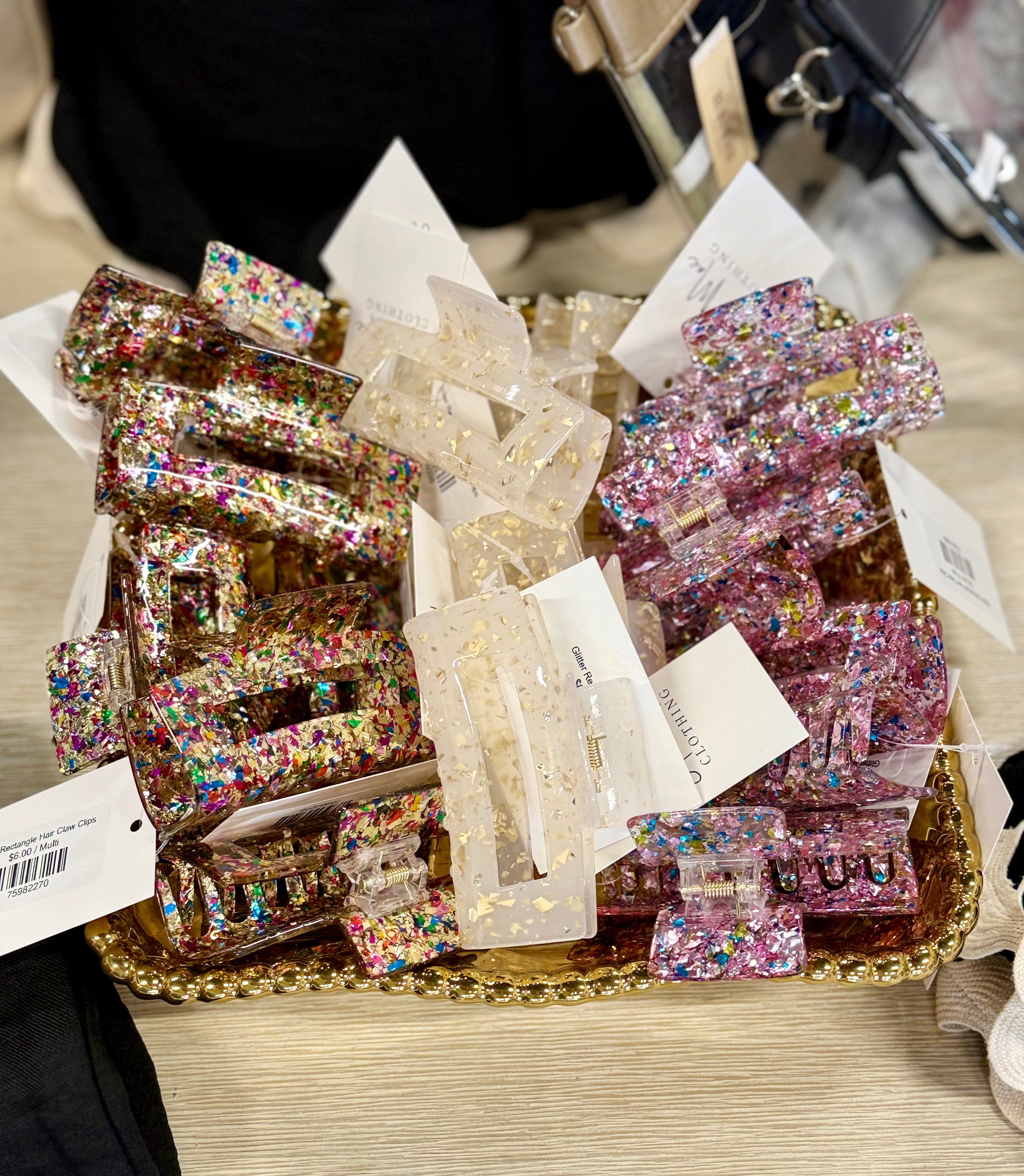 Glitter Rectangle Hair Claw Clips