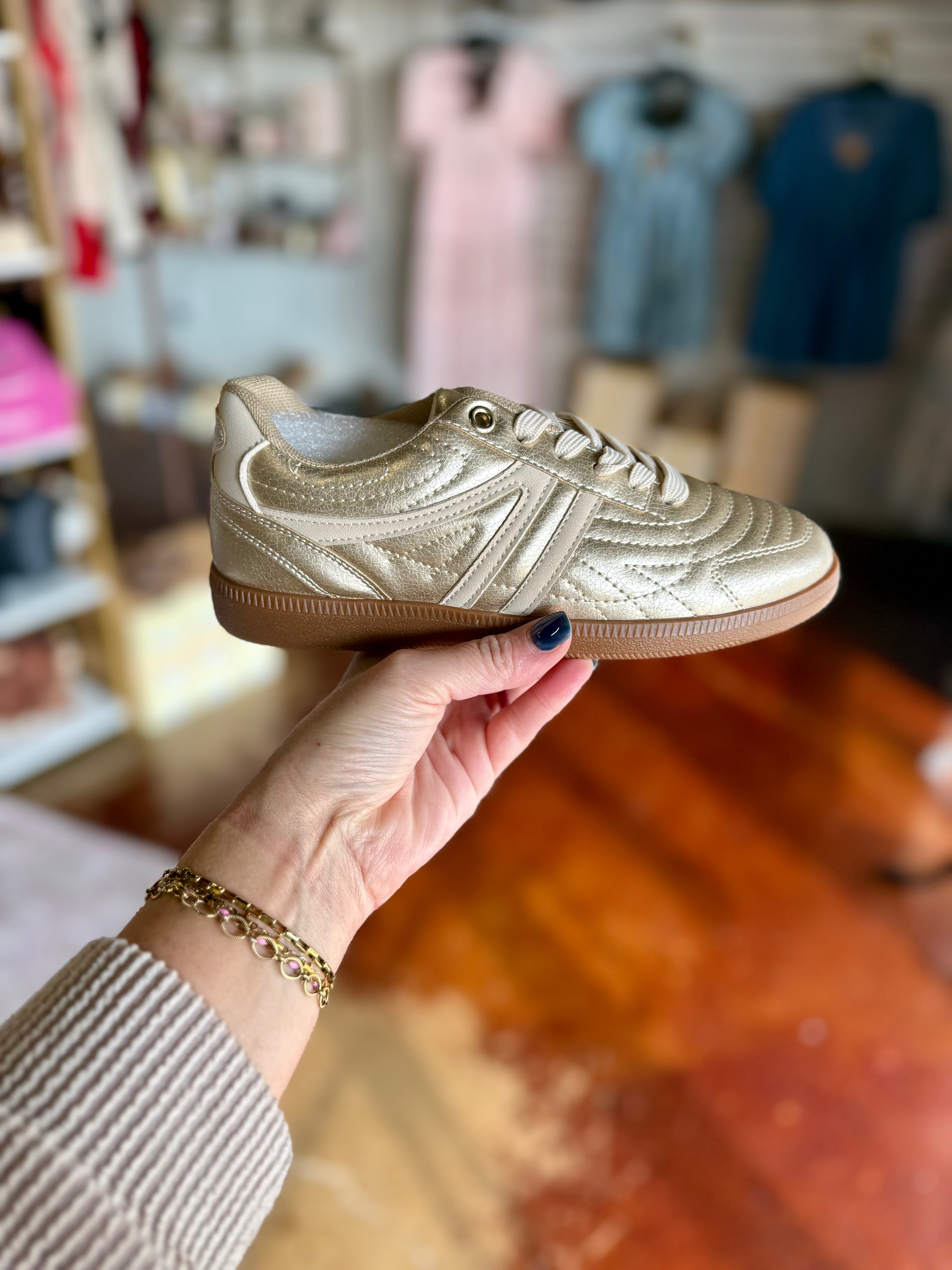 The Gold Quilted Sneakers