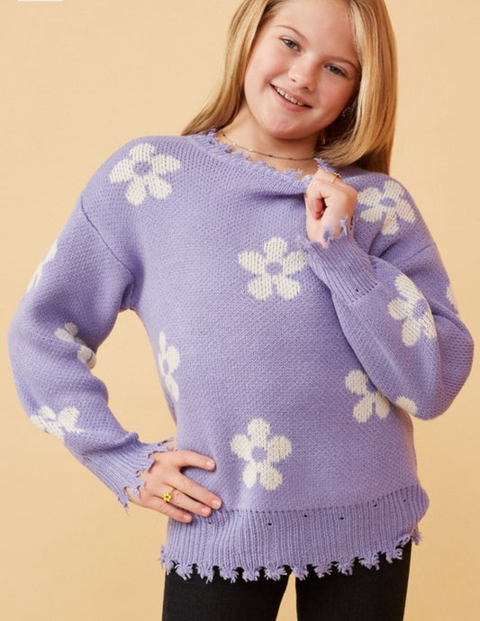 Our Tween Lavender Floral Sweater