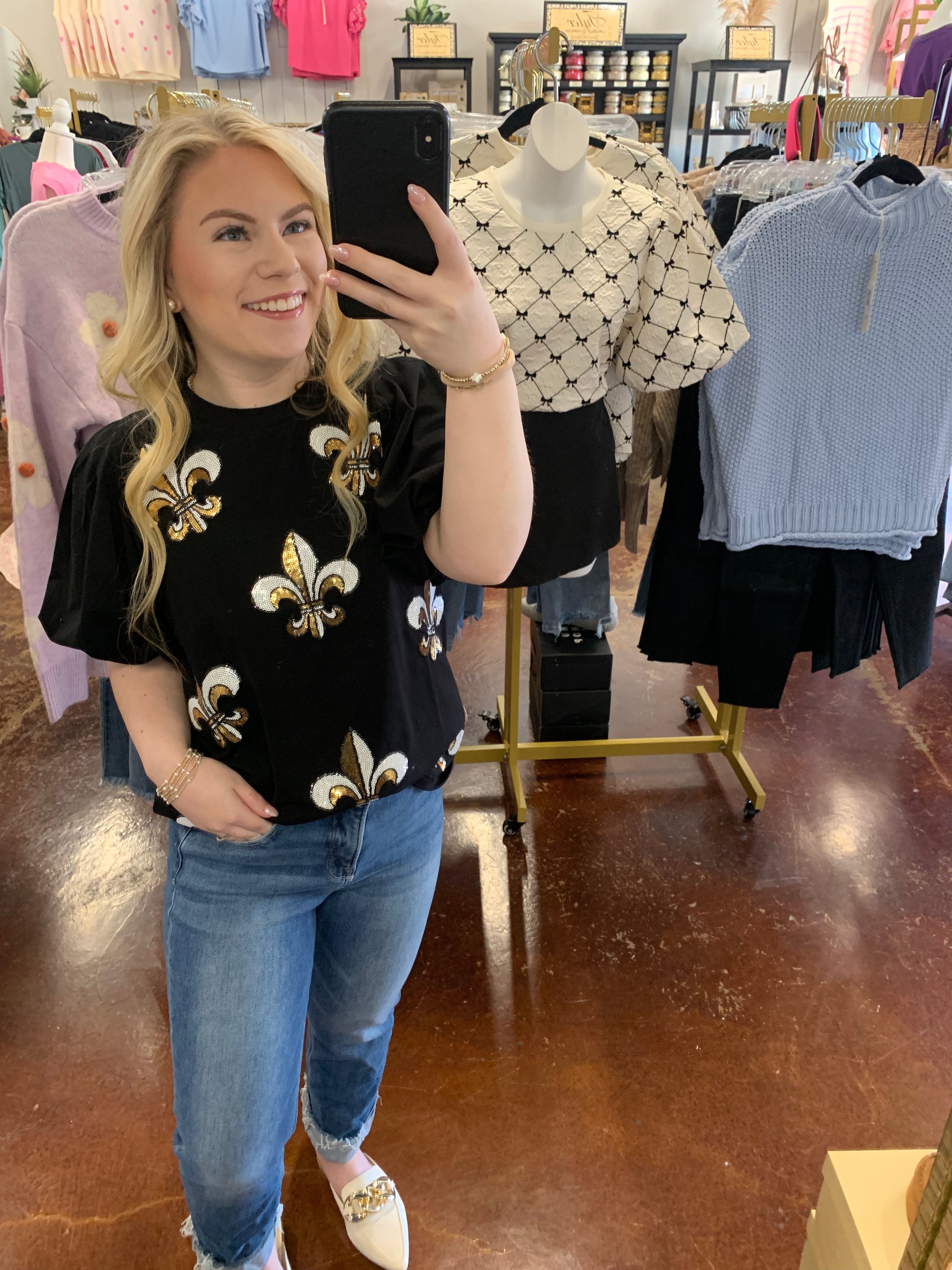 Fleur De Lis Sequin Top