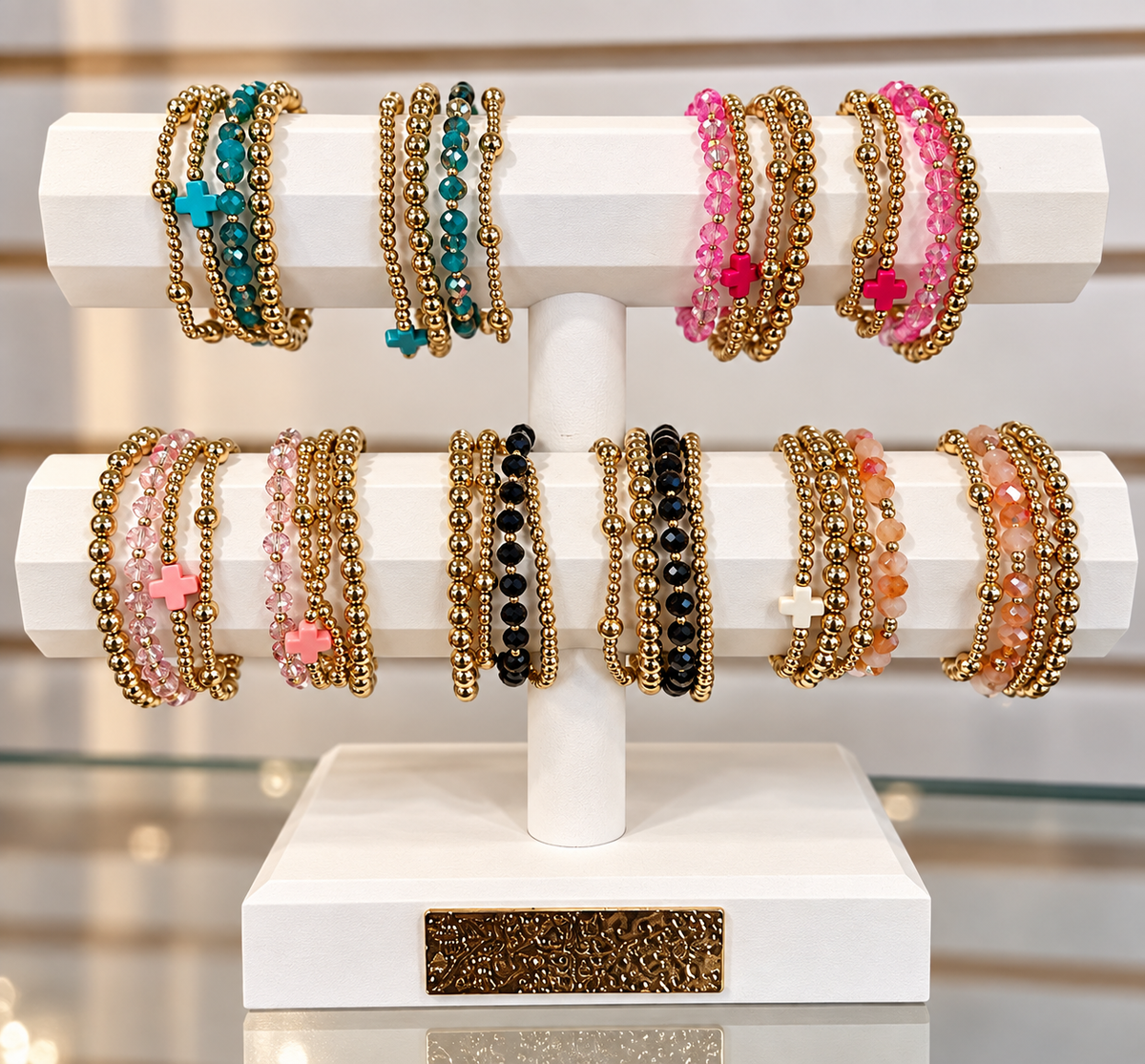 Cross Beaded Stretch Bracelets