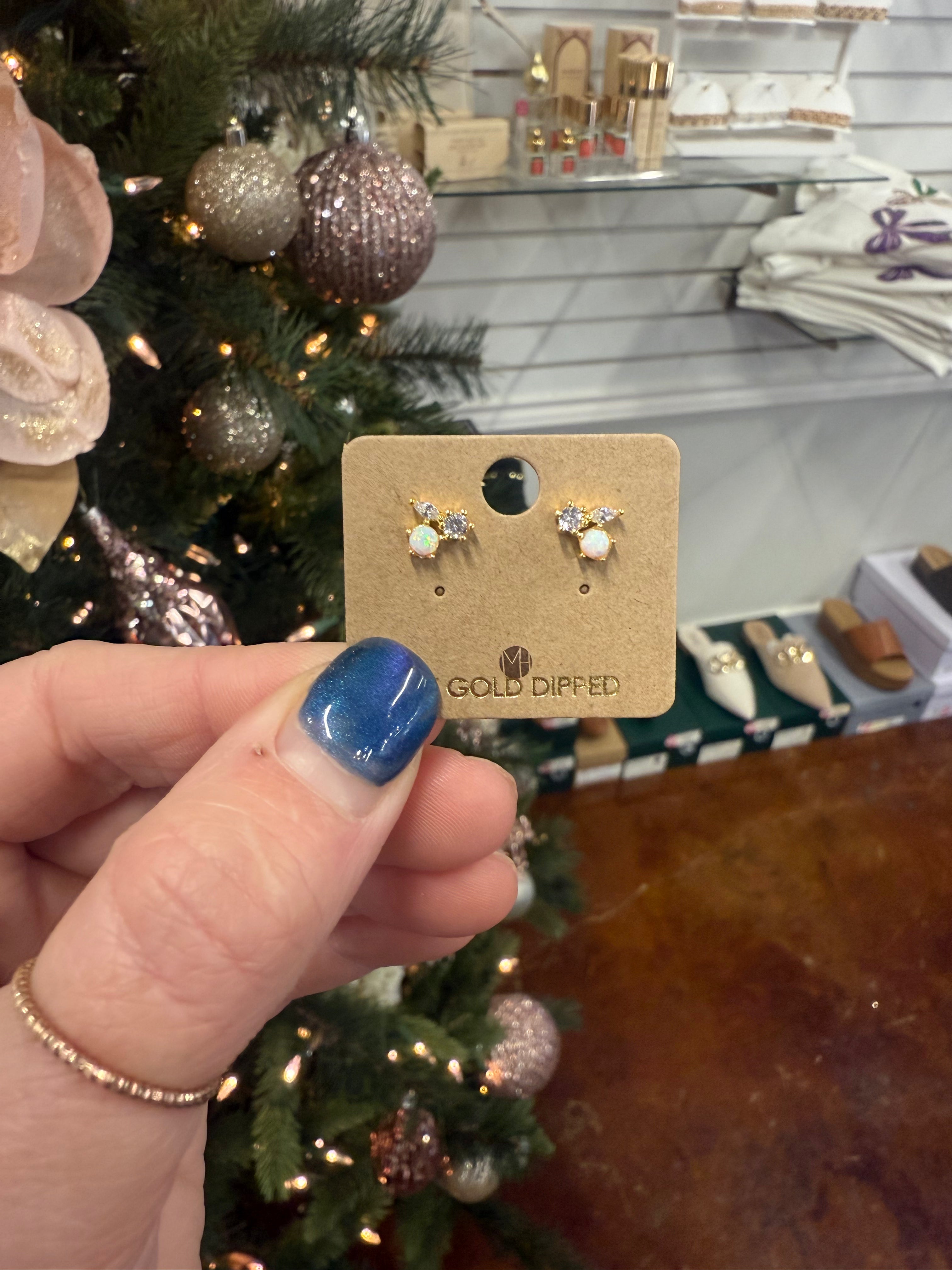 Mini Triple Rhinestone Stud Earring