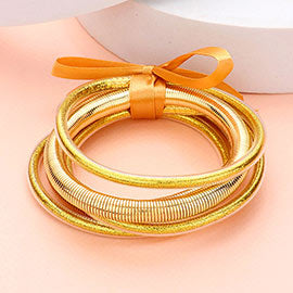 Glitter Jelly Tube Metal Elastic Layered Bracelets