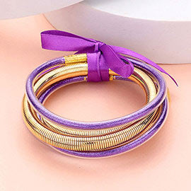 Glitter Jelly Tube Metal Elastic Layered Bracelets