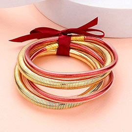 Glitter Jelly Tube Metal Elastic Layered Bracelets