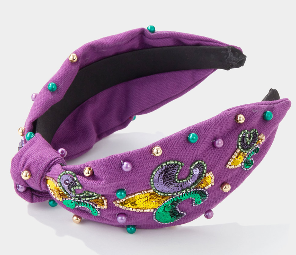 Mardi Gras Sequin Beaded Headband