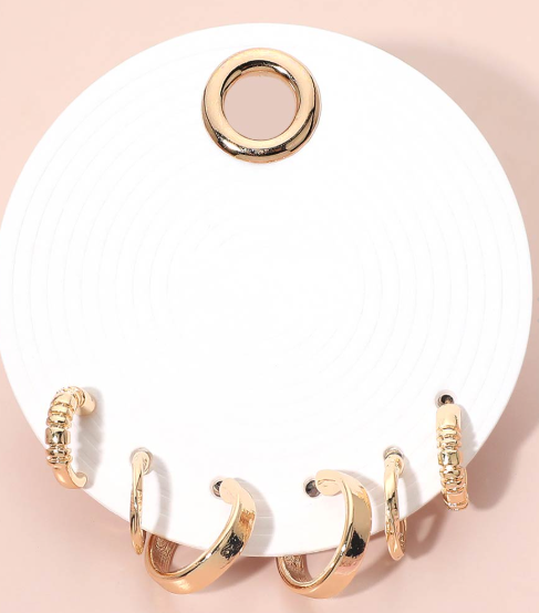Metal Hoop Earring Set