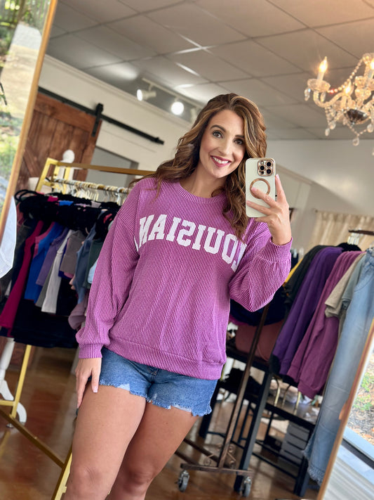 Purple LOUISIANA Ribbed Pullover