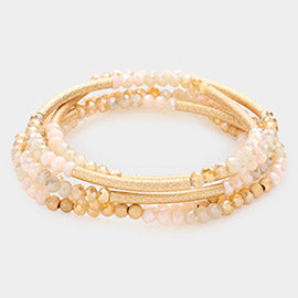 Natural & Gold Beaded Stack