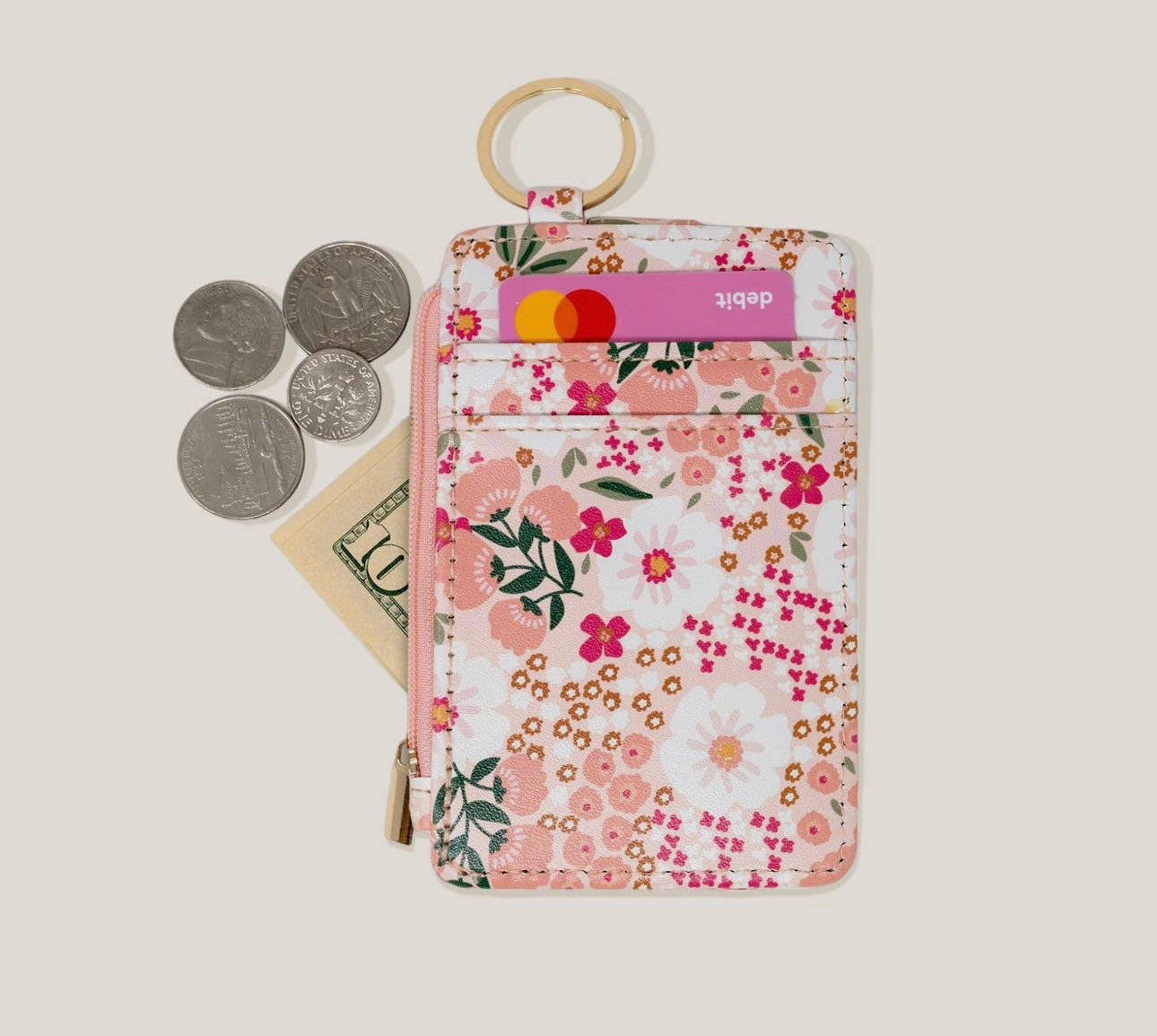 Sweet Meadow Keychain Card Wallet - Pink