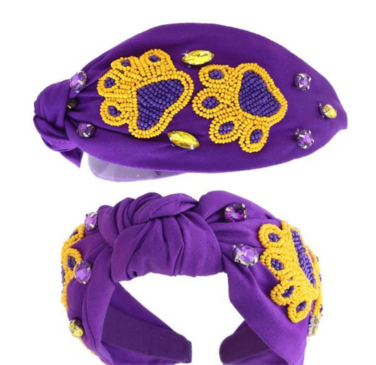 LSU Tigers Beaded Headband