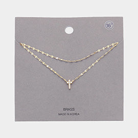 Dainty Double Cross Necklace