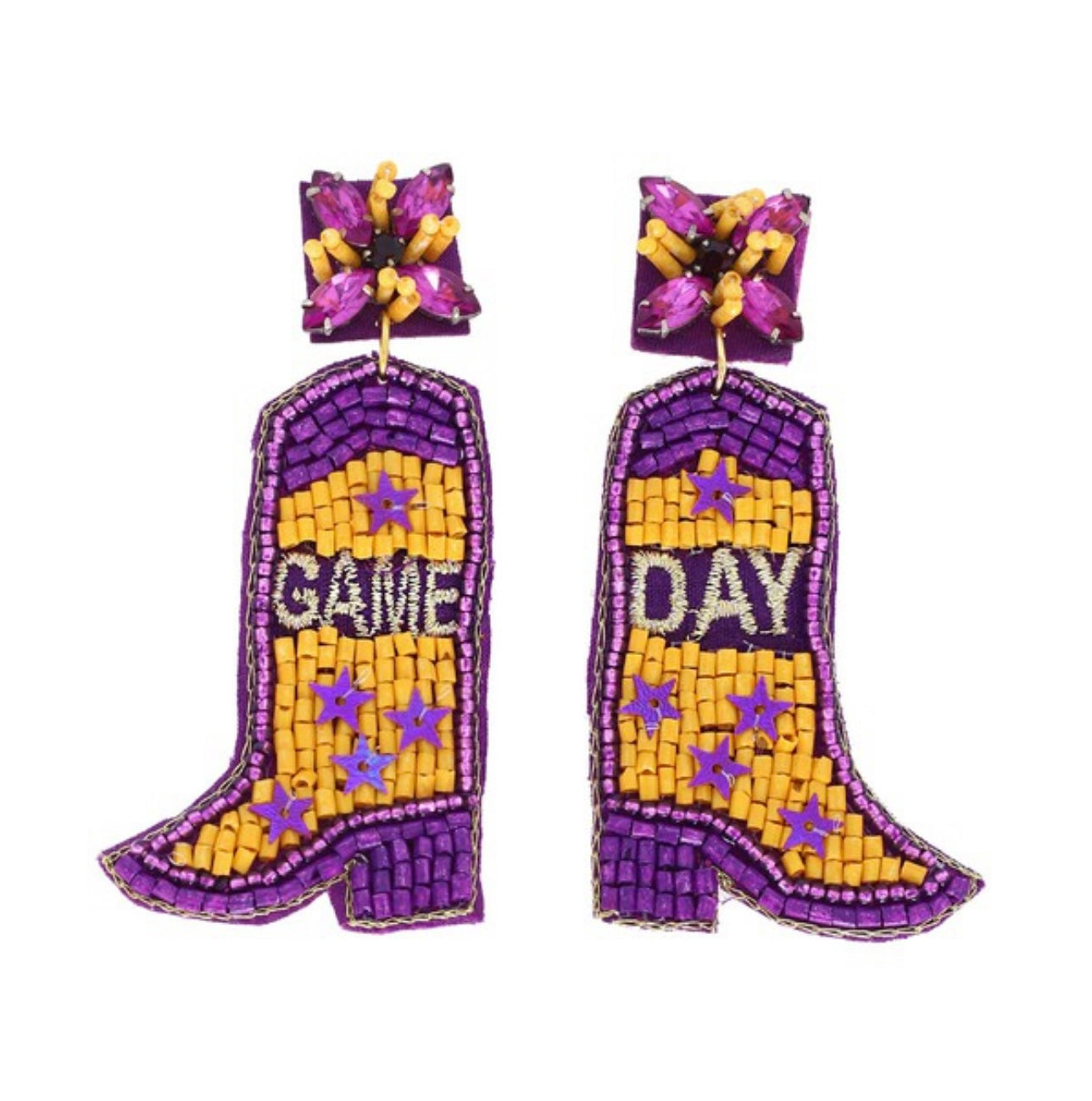 Beaded GameDay Boot Earrings