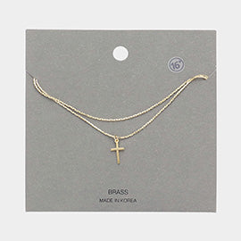 Simple Double Cross Necklace