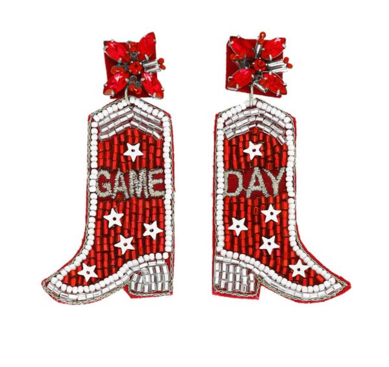 Beaded GameDay Boot Earrings