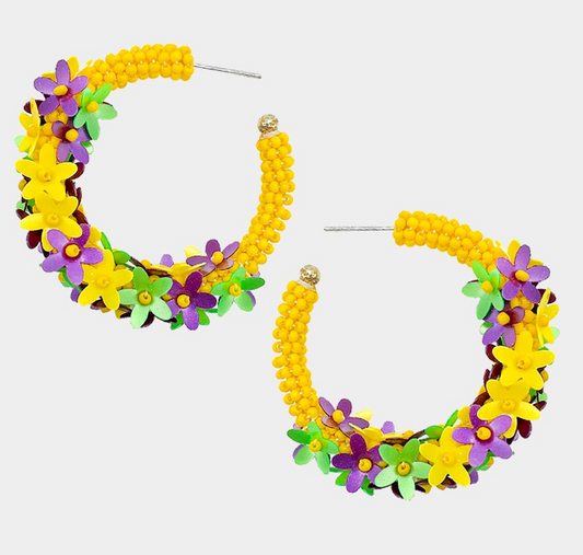 Mardi Gras Cluster Earrings