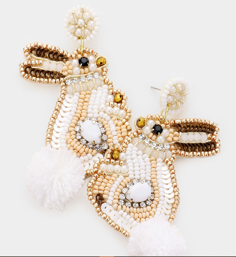 Beaded Ivory Easter Bunnies