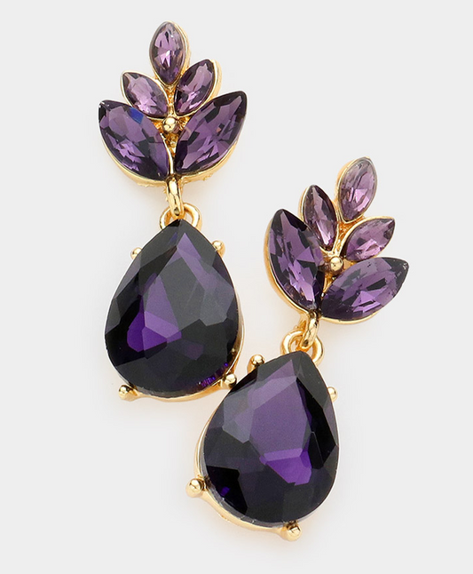 Purple Tear Drop Earrings