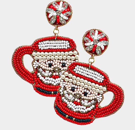 Santa Cup Beaded Earrings