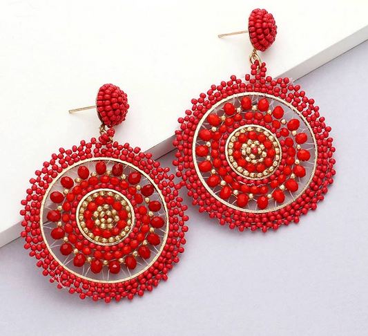 Red Beaded Earrings