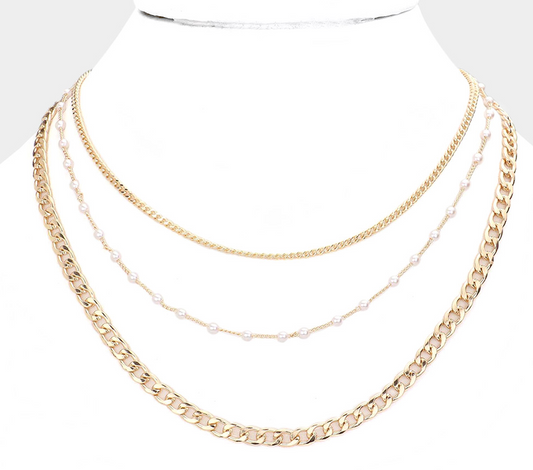 The Ainsley Pearl Triple Layer Necklace