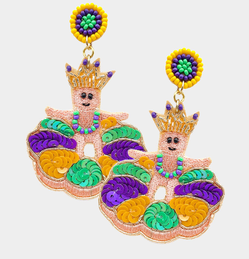 King Cake Baby Beaded Earrings