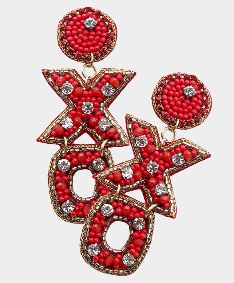 Red XO Beaded Earrings