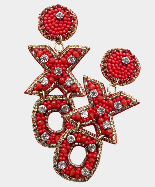 Red XO Beaded Earrings