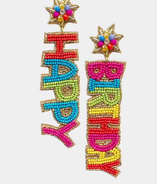 Happy Birthday Beaded Earrings