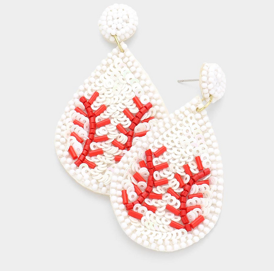 Baseball Beaded Earrings