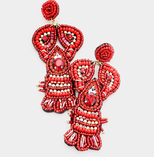 Crawfish Beaded Earrings