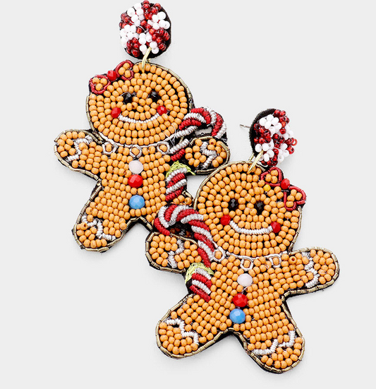 Ginger Bread Beaded Earrings