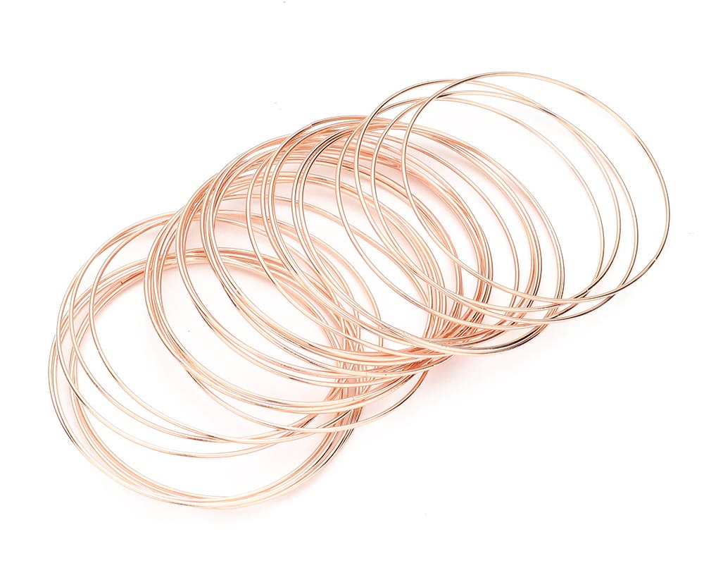 Rose Gold Thin Metal Bangle Set