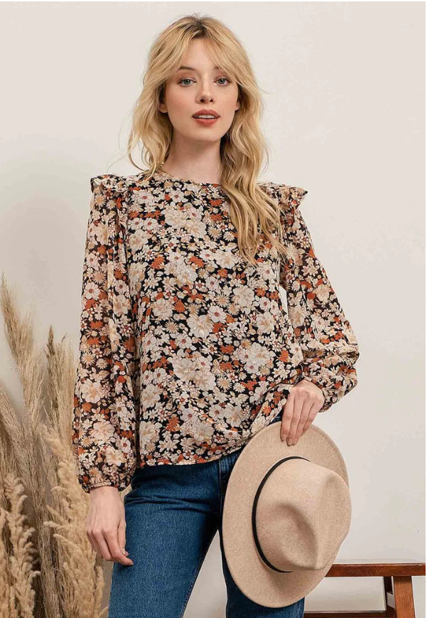 The Black Multi Floral Top